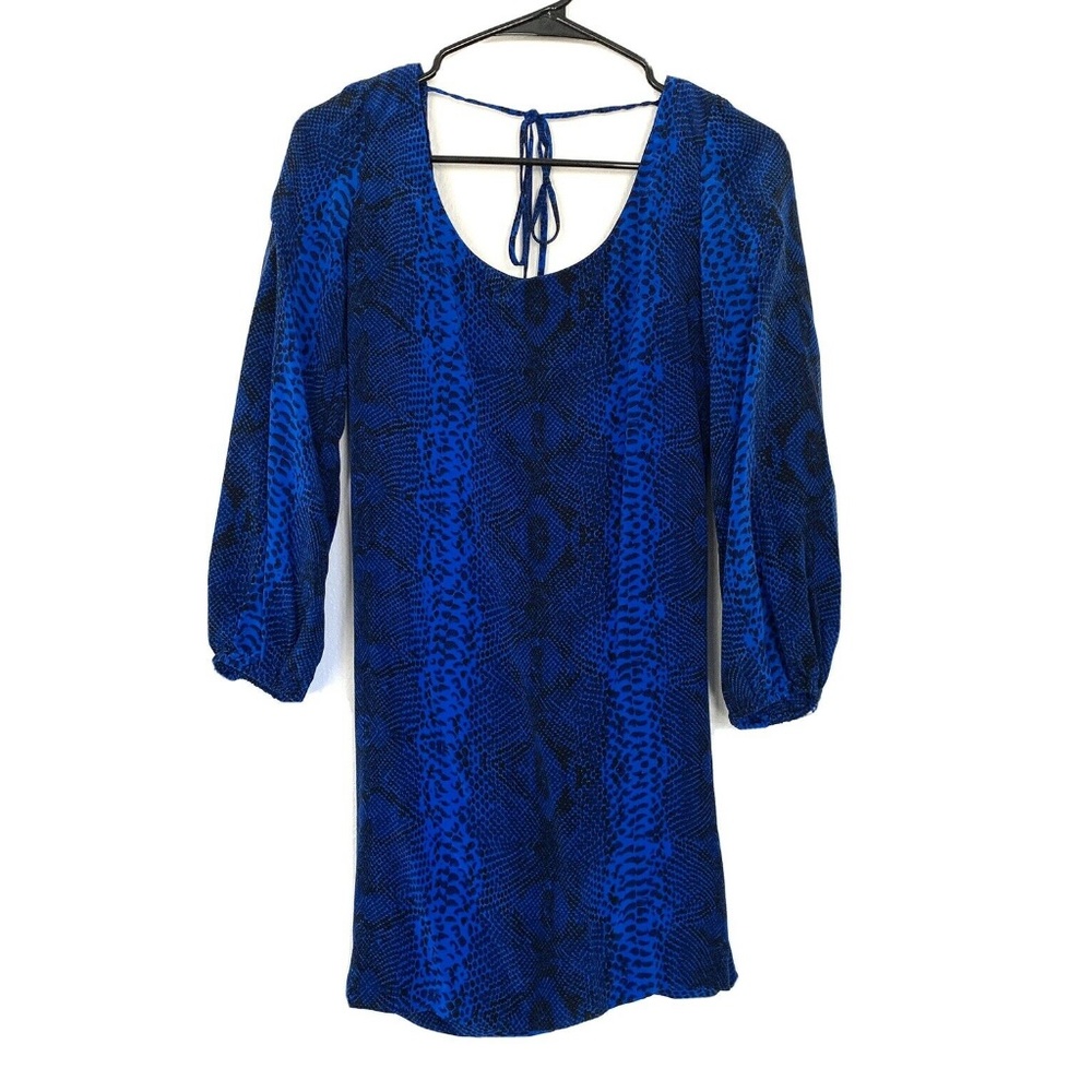 Jay Godfrey Blue Snake Print Open Back Silk Top - Picture 1 of 7